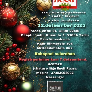Tartu Kurtide Spordiseltsi "Kaar" jõulupeo info 2025